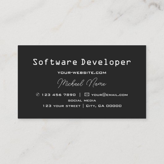 Schachbrettmuster Schwarz und Weiß Stilvolle Dunke Visitenkarte (Rückseite)