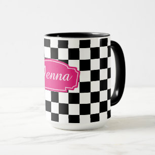Schachbrettmuster schwarz und weiß tasse