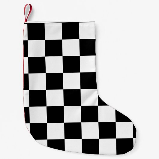 Schachbrettmuster Schwarz-Weiß Kleiner Weihnachtsstrumpf (Vorderseite)