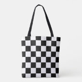 Schachbrettmuster Schwarz-Weiß Tasche (Rückseite)
