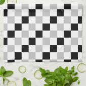 Schachbrettmuster Schwarz, Weiß und Grau Küchentuch (Gefaltet)