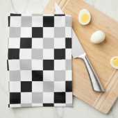 Schachbrettmuster Schwarz, Weiß und Grau Küchentuch (Viertel Falte)
