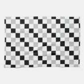 Schachbrettmuster Schwarz, Weiß und Grau Küchentuch (Horizontal)