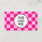 Schachbrettquadrate helles Rosa Retro-Firmenlogo Visitenkarte (Vorderseite)