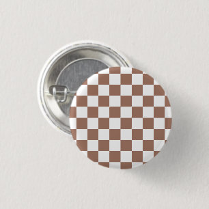 Schachbrettquadrate Mocha Braun Weiß geometrisch R Button