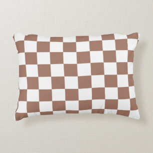 Schachbrettquadrate Mocha Braun Weiß geometrisch R Dekokissen