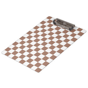 Schachbrettquadrate Mocha Braun Weiß geometrisch R Klemmbrett