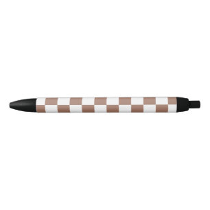 Schachbrettquadrate Mocha Braun Weiß geometrisch R Kugelschreiber