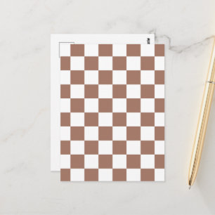 Schachbrettquadrate Mocha Braun Weiß geometrisch R Postkarte