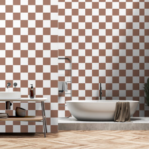 Schachbrettquadrate Mocha Braun Weiß geometrisch R Tapete