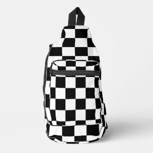 Schachbrettquadrate Schwarz-weißes Geometrie-Muste Crossbody Bag