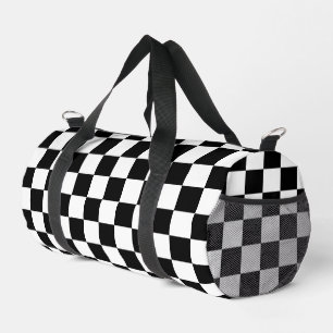 Schachbrettquadrate Schwarz-weißes Geometrie-Muste Duffle Bag