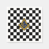Schachbretts Freimaurer Platz und Kompass Serviette (Vorderseite)