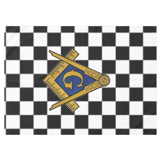 Schachbretts Freimaurer Platz und Kompass Tischdecke (Vorderseite (Horizontal))