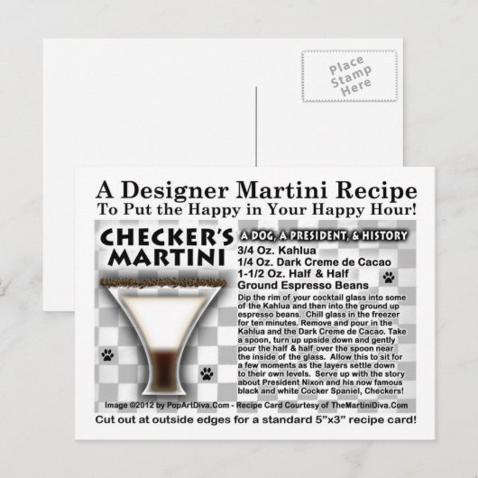 SCHACHBRETTS MARTINI-EMPFÄNGER Postkarte (Vorne/Hinten)