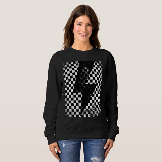 Schachbrettschnürsenkel Sweatshirt (Vorne ganz)