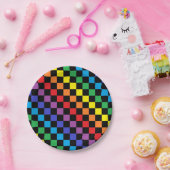 Schachbrettschwarz Pappteller (Party)