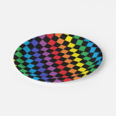 Schachbrettschwarz Pappteller (Schrägansicht)