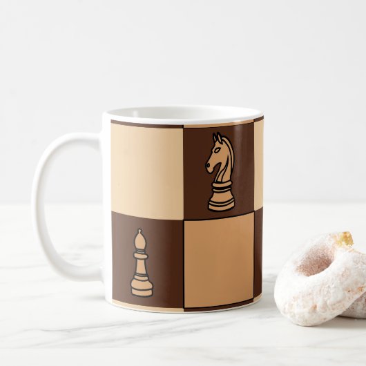 Schachbrettspieler Pieces Kaffeetasse (Mit Donut)
