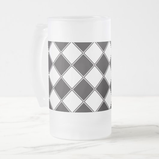 Schachbrettstil Mattglas Bierglas (Vorderseite Links)