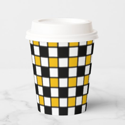 Schachbrettstil Pappbecher (Vorderseite)