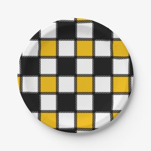 Schachbrettstil Pappteller (Vorderseite)