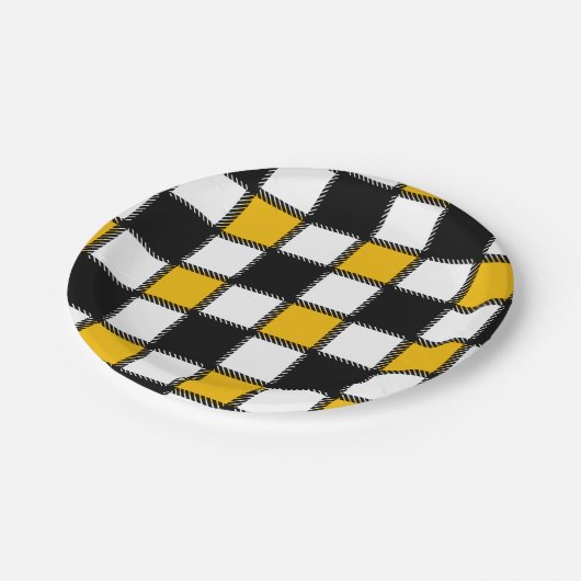 Schachbrettstil Pappteller (Schrägansicht)