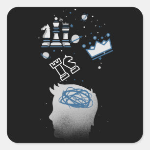 Schachdesign Quadratischer Aufkleber