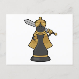 Schachfigur Dame beim Schach mit Schwert Postkarte