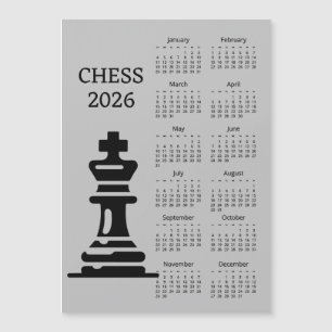 Schachfigur König 2026 Kalender Magnetkarte