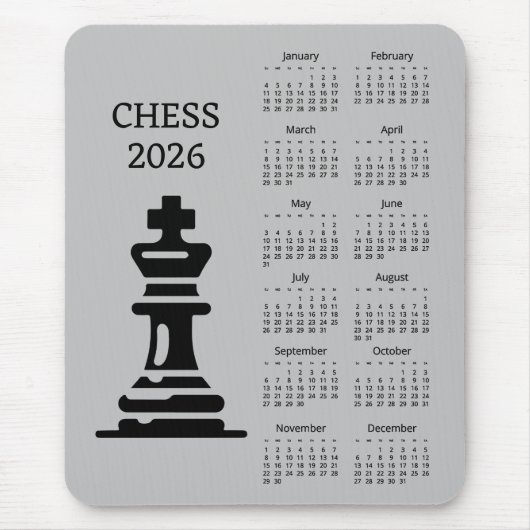 Schachfigur König 2026 Kalender Mauspad (Vorne)