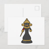 Schachfigur König beim Schach mit Stab Postkarte (Vorne/Hinten)