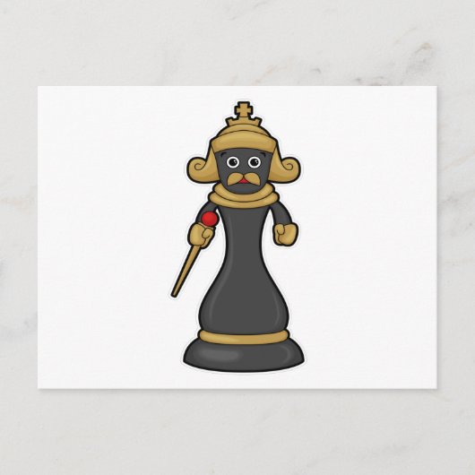 Schachfigur König beim Schach mit Stab Postkarte (Vorderseite)