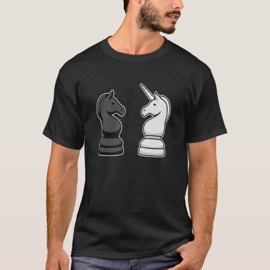 Schachfigur Schachbrett I Reitspringer Einhorn T-Shirt (Vorderseite)