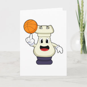 Schachfigur Turm beim Basketball-Sport Karte