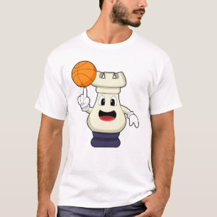 Schachfigur Turm beim Basketball-Sport T-Shirt