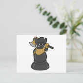 Schachfigur Turm beim Schach mit Axt Postkarte (Stehend Vorderseite)