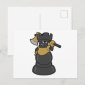 Schachfigur Turm beim Schach mit Axt Postkarte (Vorne/Hinten)