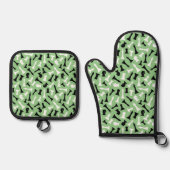 Schachfiguren Design Ofen Mitt & Pot Holder Set (Vorderseite)