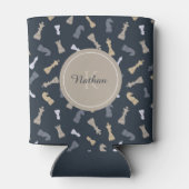 Schachfiguren Masculine Monogramm Anfangsname Blau Dosenkühler (Rückseite)