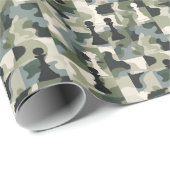 Schachfiguren Moderne grüne und weiße Camouflage Geschenkpapier (Rolleneckpunkt)
