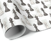 Schachfiguren Moderne Schwarz-Weiß-Klassik Geschenkpapier (Rolleneckpunkt)