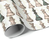 Schachfiguren Moderne Weiß und Grüne Klassik Geschenkpapier (Rolleneckpunkt)