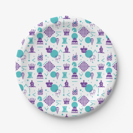 Schachfiguren - Party Art Patches Pappteller (Vorderseite)