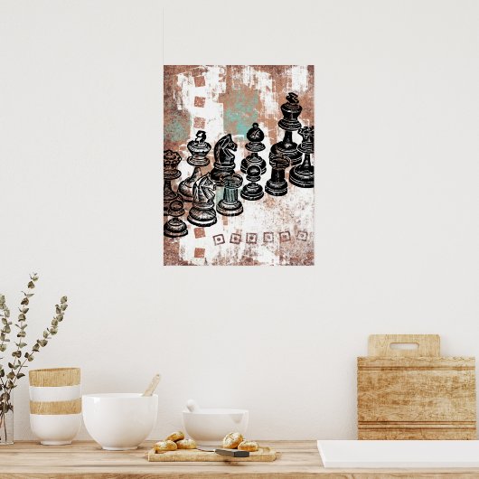 Schachfiguren Plakat Wand Kunst (Küche)