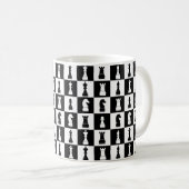 Schachfiguren Schwarz-Weiß-Muster Kaffeetasse (VorderseiteRechts)