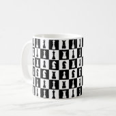 Schachfiguren Schwarz-Weiß-Muster Kaffeetasse (Vorderseite Links)