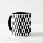 Schachfiguren Schwarz-Weiß-Muster Tasse (Vorderseite Links)
