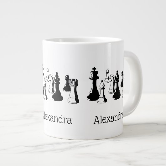Schachfiguren Vintag Art #2 Jumbo-Tasse (Vorderseite Rechts)