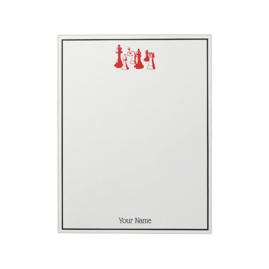 Schachfiguren Vintag Art #2 Rot Notizblock (Rotiert)